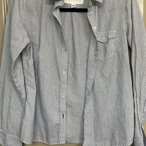 Banana Republic Women's Blue Striped Button Down Shirt
